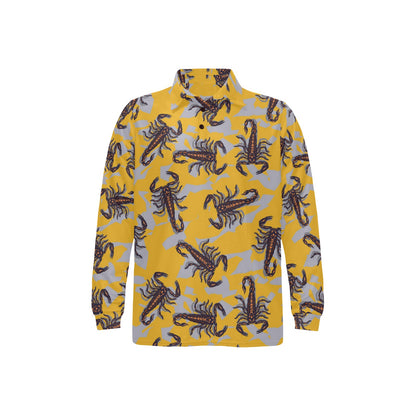 Scorpion Pattern Print Design 01 Long Sleeve Polo Shirt For Men's