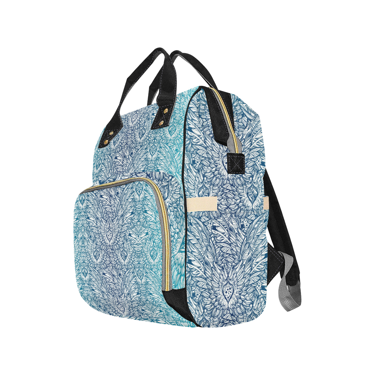 Angel Wings Boho Design Themed Print Diaper Bag Backpack