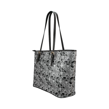 Skull Tattoo Design Print Leather Tote Bag