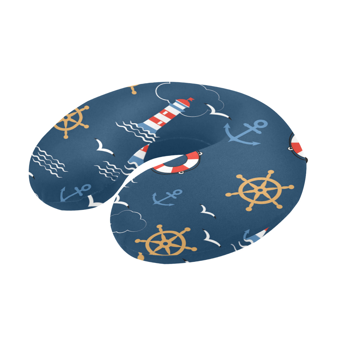 Nautical Pattern Print Design A06 U-Shaped Travel Neck Pillow