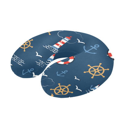 Nautical Pattern Print Design A06 U-Shaped Travel Neck Pillow