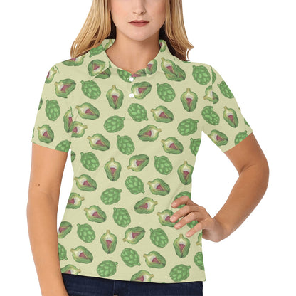 Artichoke Pattern Print Design 03 Women's Polo Shirt