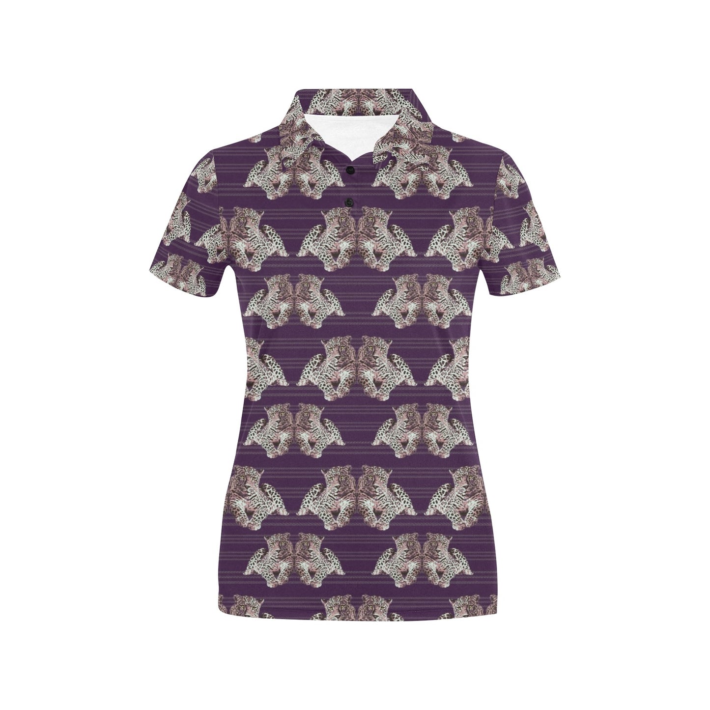 Leopard Pattern Print Design 01 Women's Polo Shirt