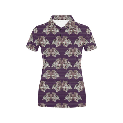 Leopard Pattern Print Design 01 Women's Polo Shirt