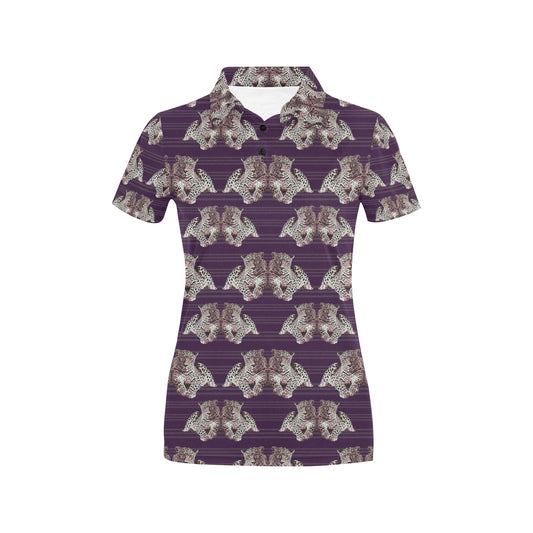 Leopard Pattern Print Design 01 Women's Polo Shirt