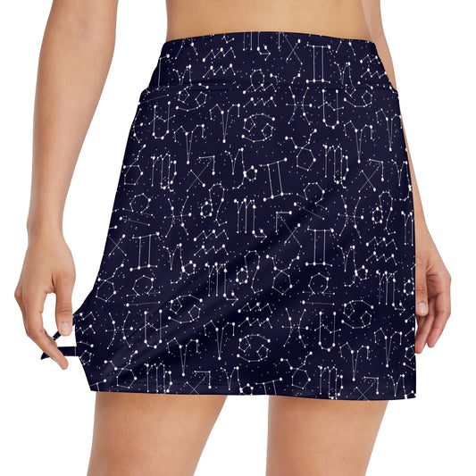 Zodiac Pattern Design Print 17" Golf & Pickleball Skort with Pockets