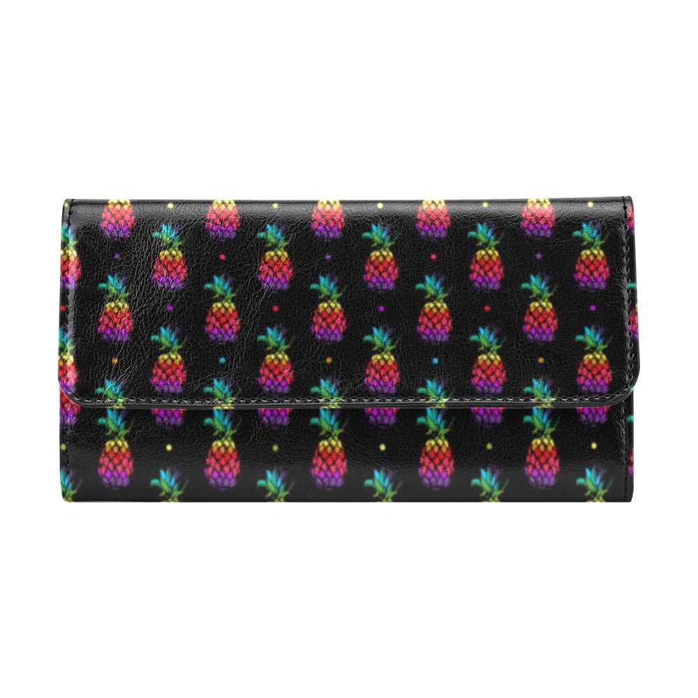 Pineapple Rainbow Dot Print Women's Trifold Wallet