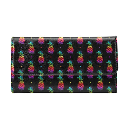 Pineapple Rainbow Dot Print Women's Trifold Wallet