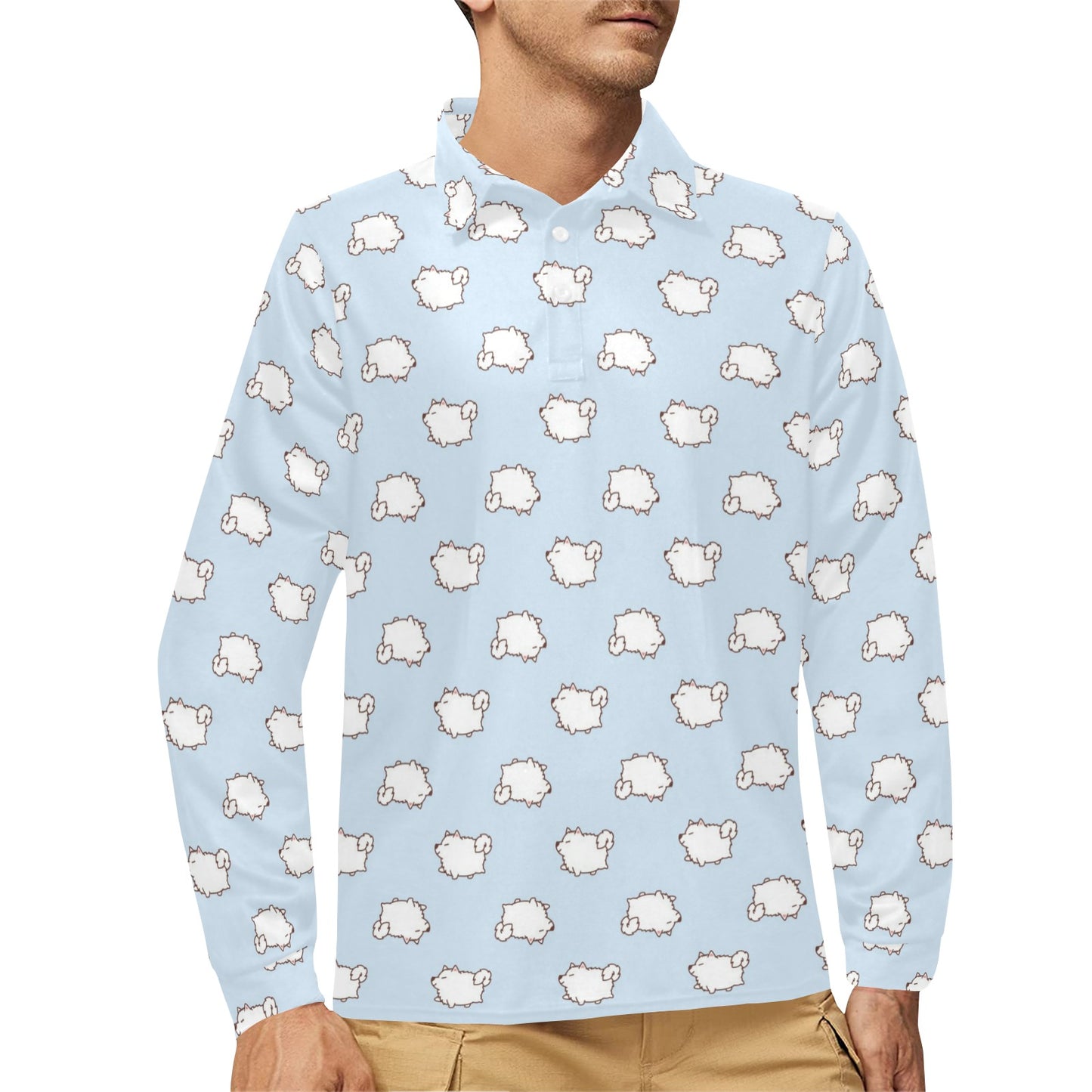 Samoyeds Print Design LKS301 Long Sleeve Polo Shirt For Men's