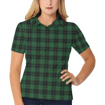 Green Tartan Plaid Pattern Women's Polo Shirt