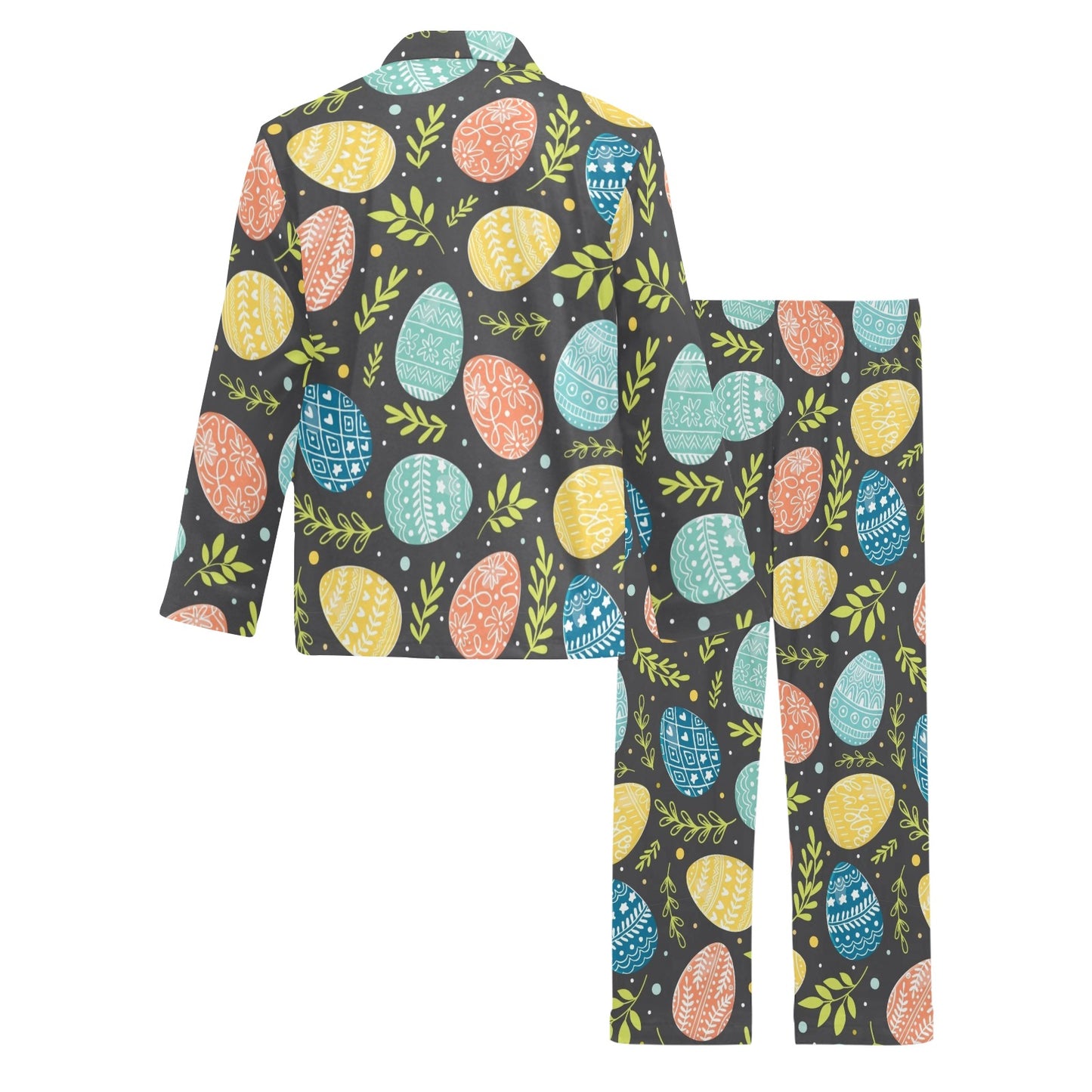 Easter Eggs Pattern Print Design RB01 Men's Long Pajama Set