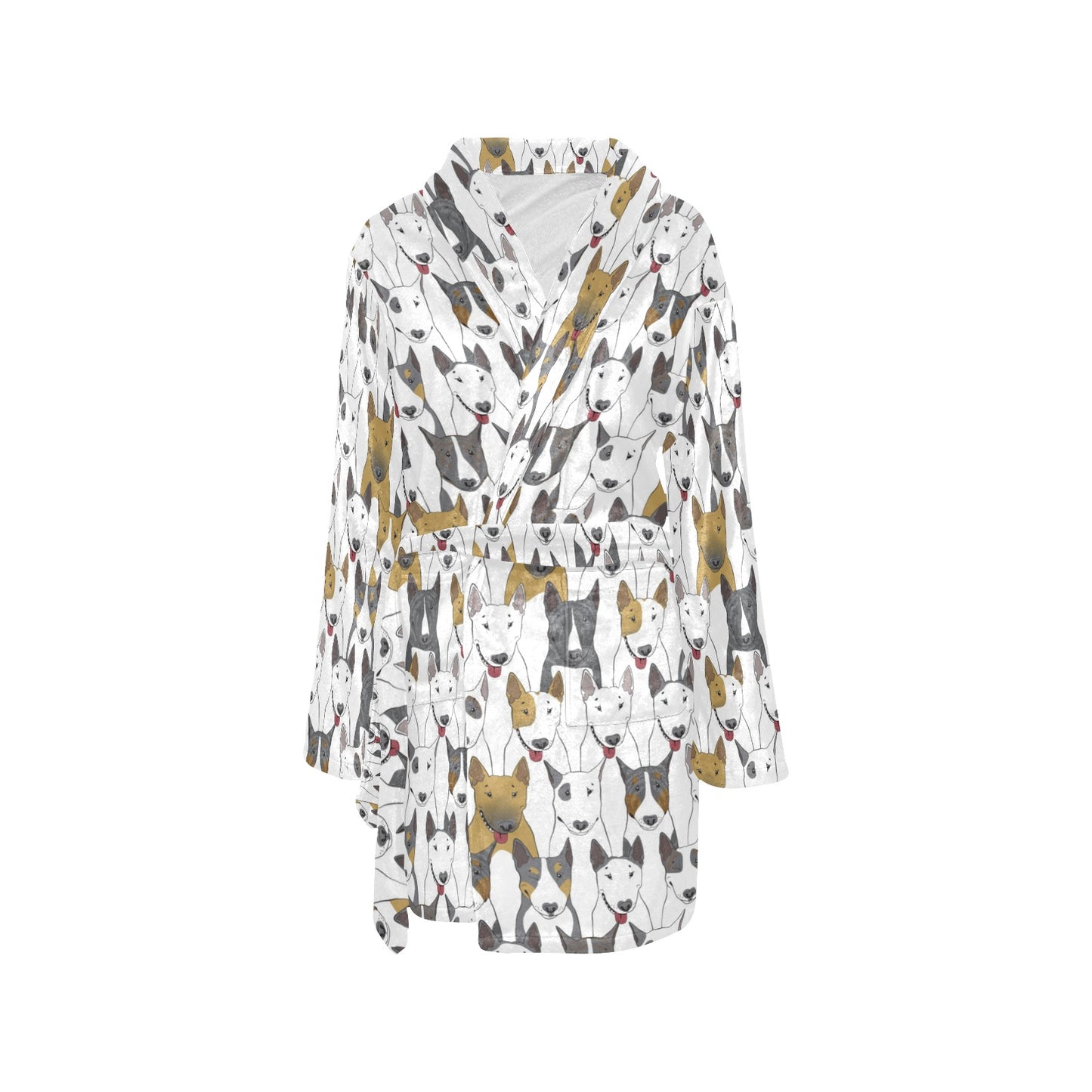 Bull Terriers Pattern Print Design 03 Women's Fleece Robe