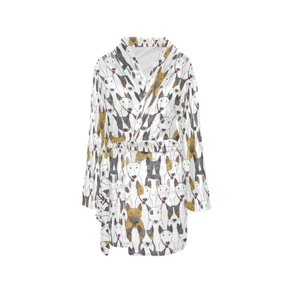 Bull Terriers Pattern Print Design 03 Women's Fleece Robe