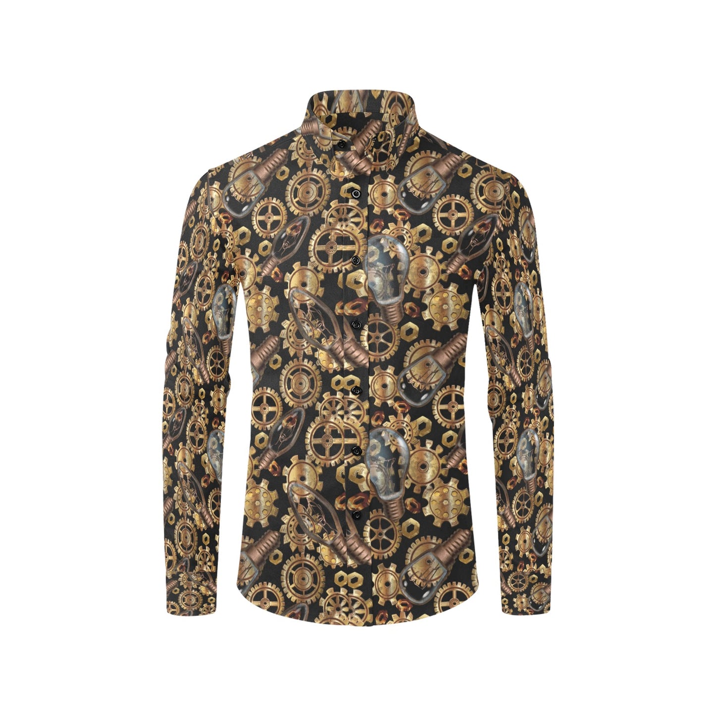 Steampunk Lightbulb Print Design LKS304 Men's Long Sleeve Dress Shirt