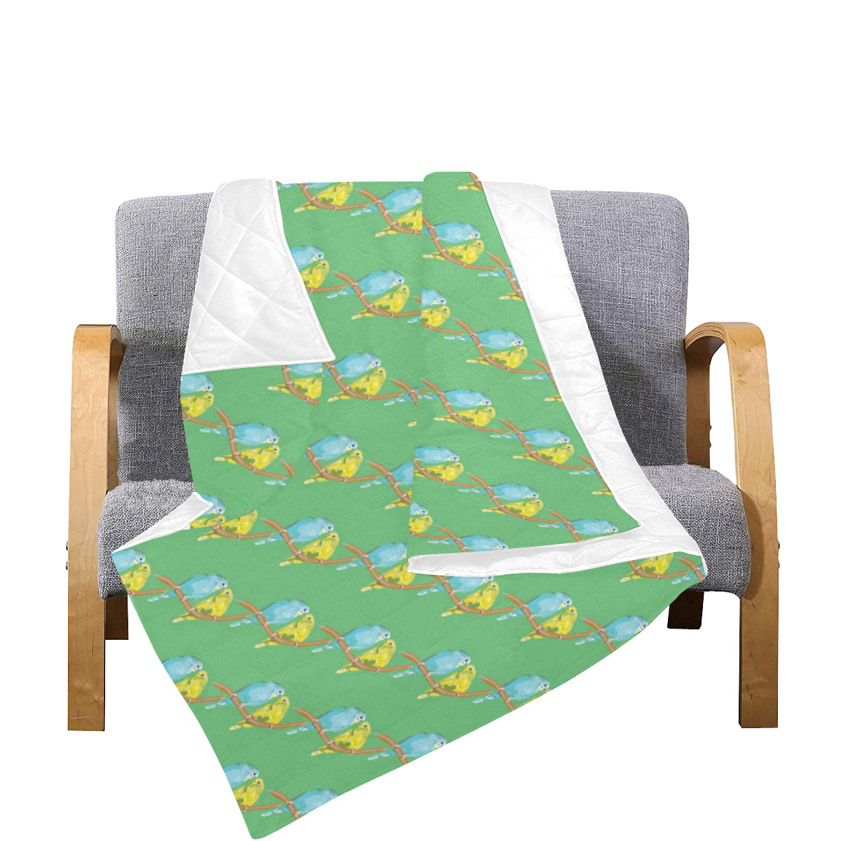 Budgerigar Pattern Print Design 01 Premium Quilt