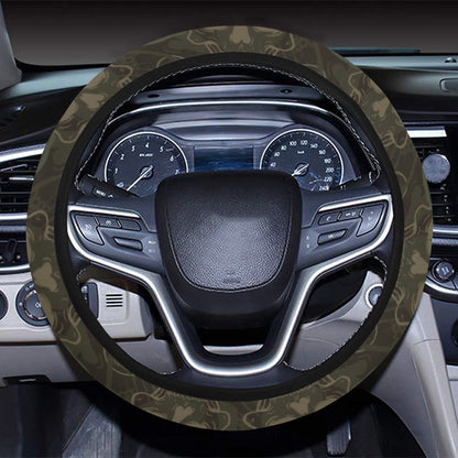 Skull Camo Style Print Design LKS308 Steering Wheel Cover with Elastic Edge
