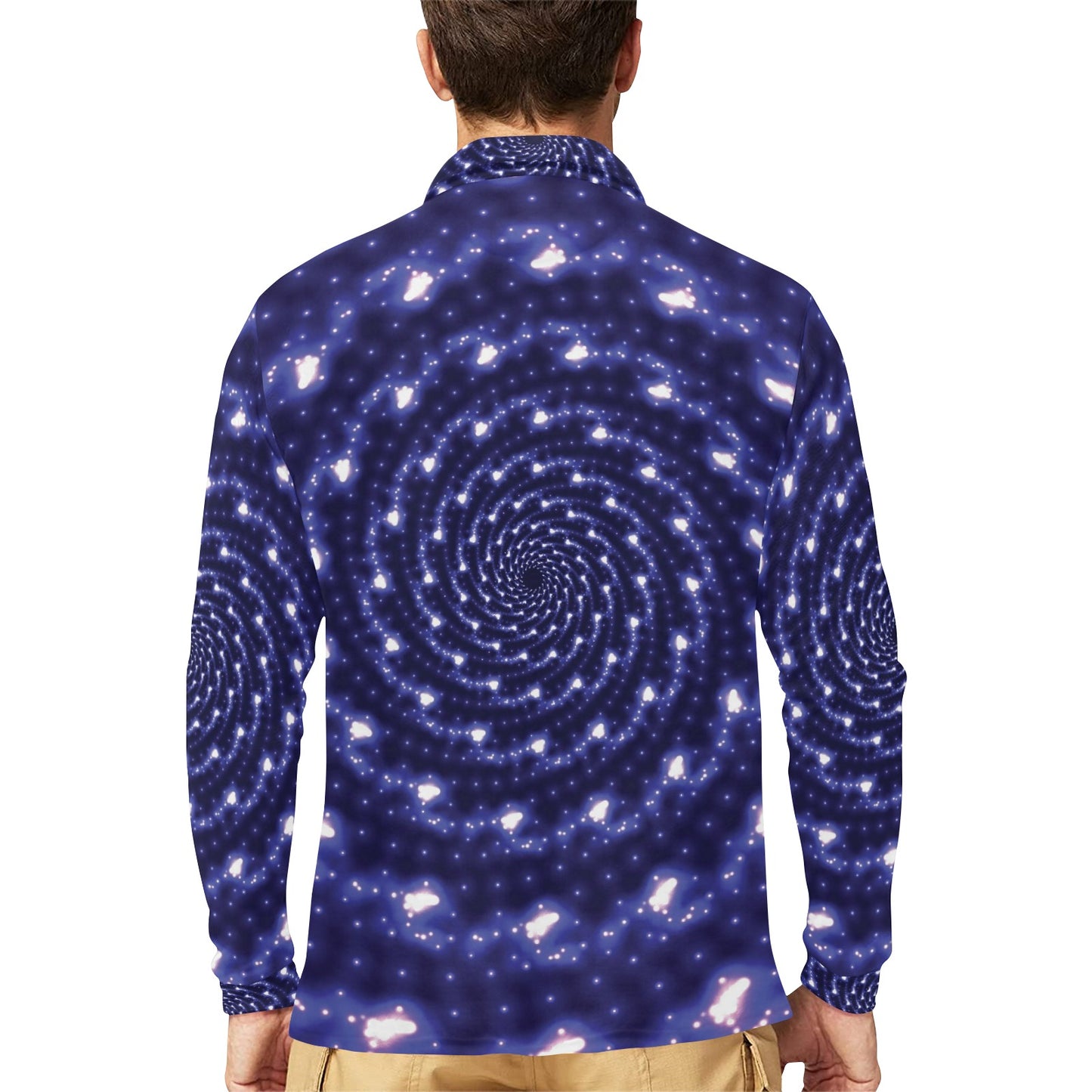 Vortex Print Design LKS305 Long Sleeve Polo Shirt For Men's