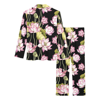 Water Lily Pattern Print Design WL06 Women's Long Pajama Set
