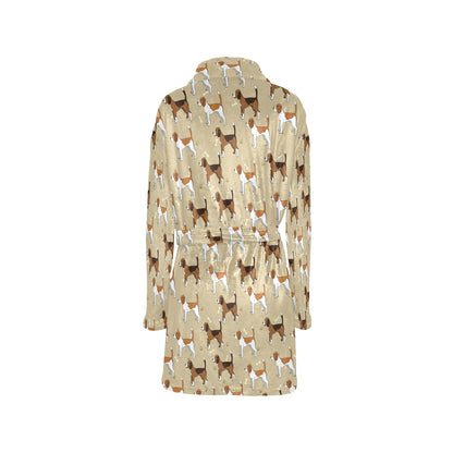Beagle Pattern Print Design 01 Women's Fleece Robe