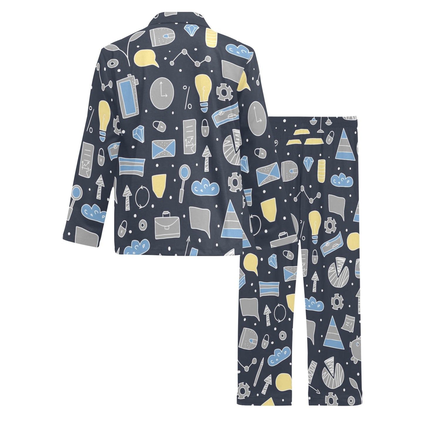 Accounting Financial Pattern Print Design 04 Men's Long Pajama Set