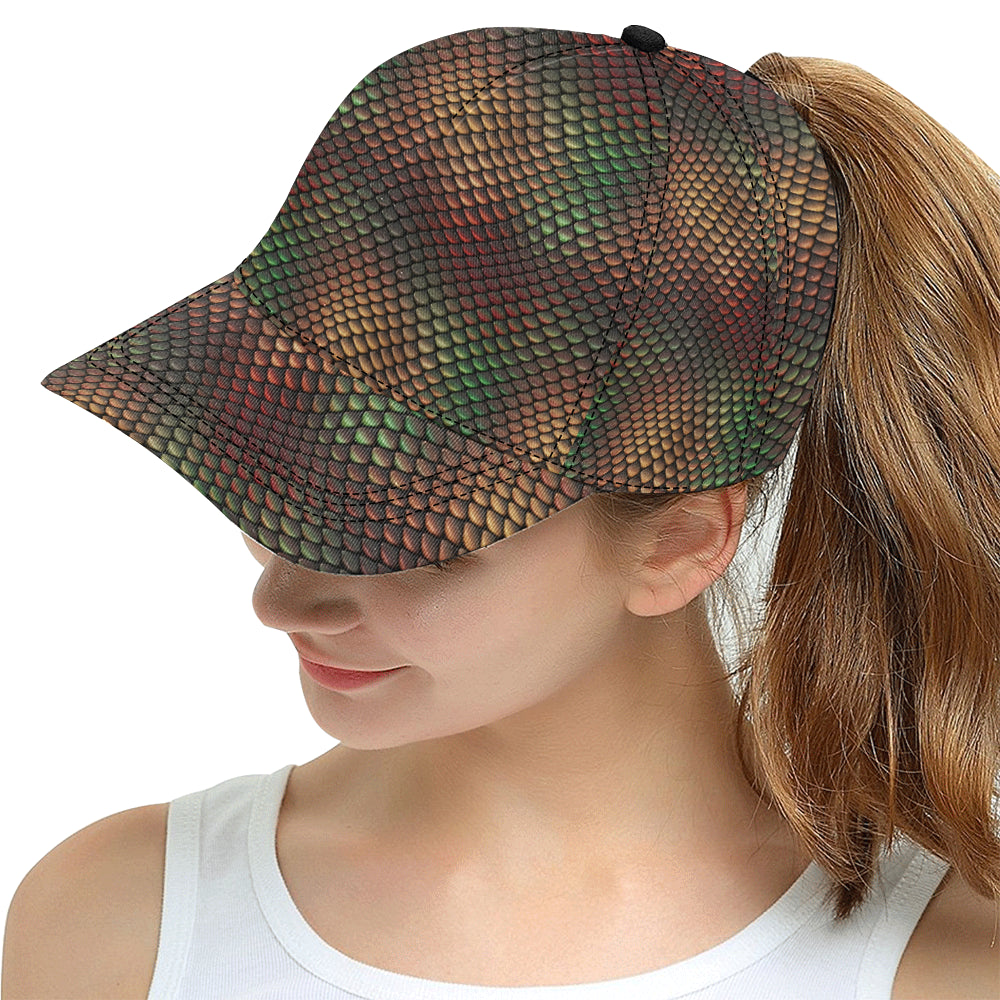 Snake Skin Colorful Print Snapback Cap