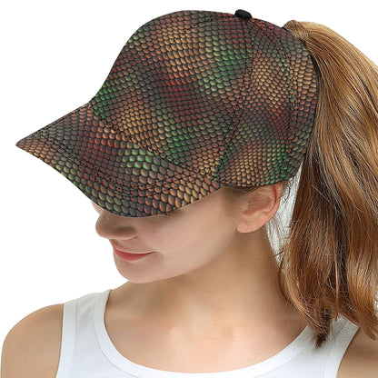 Snake Skin Colorful Print Snapback Cap