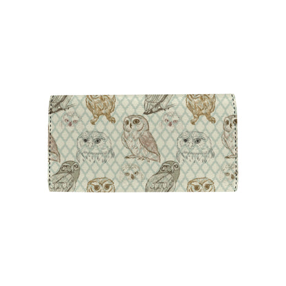 Owl Pattern Print Design A03 Women's Trifold Wallet