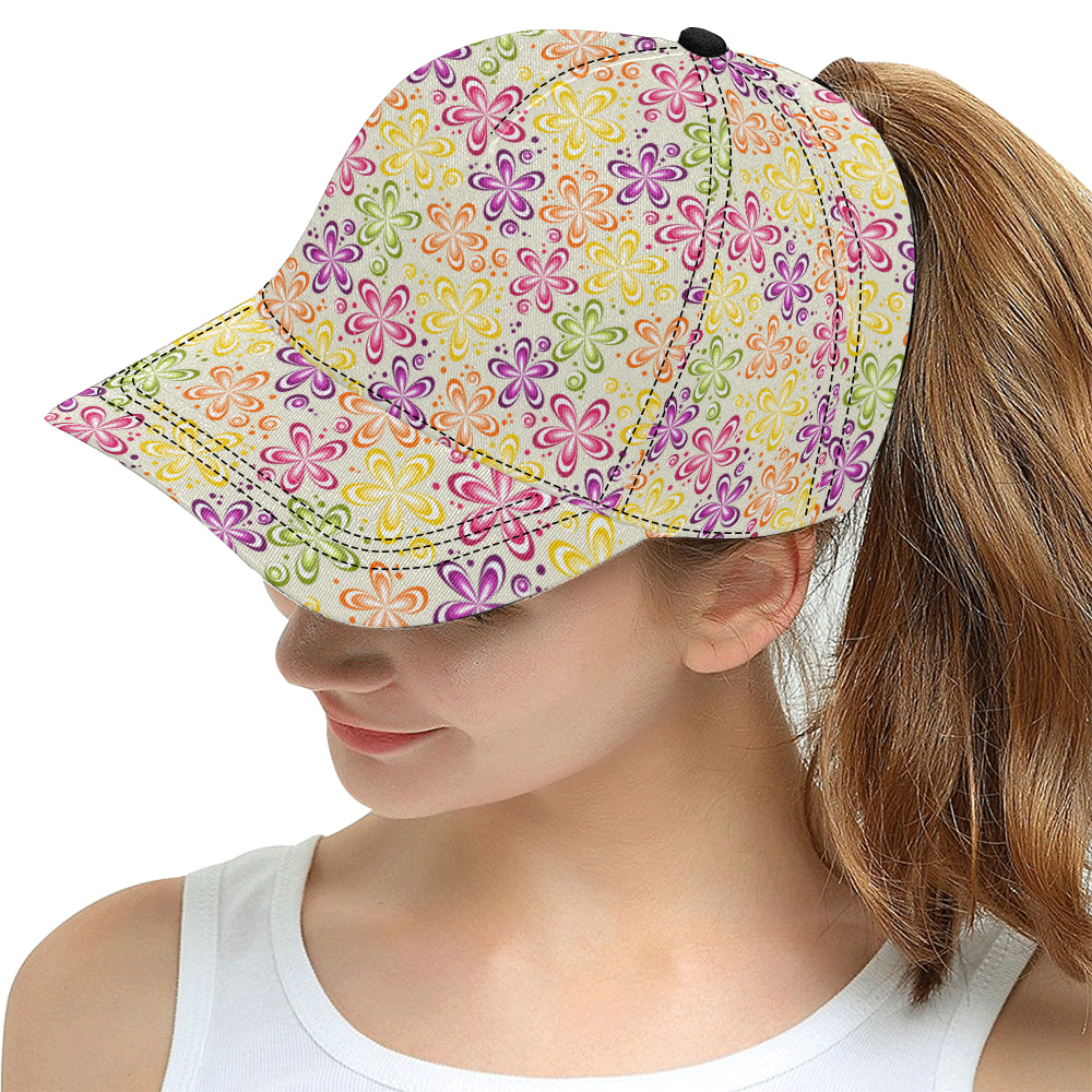 Flower Power Colorful Design Print Snapback Cap