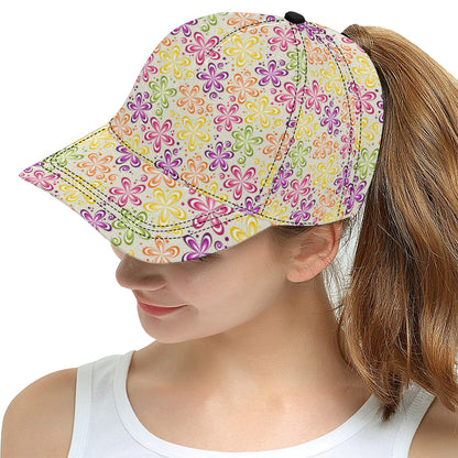 Flower Power Colorful Design Print Snapback Cap