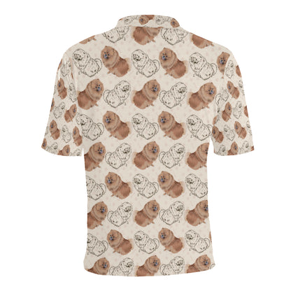 Pomeranians Pattern Print Design A01 Men Polo Shirt