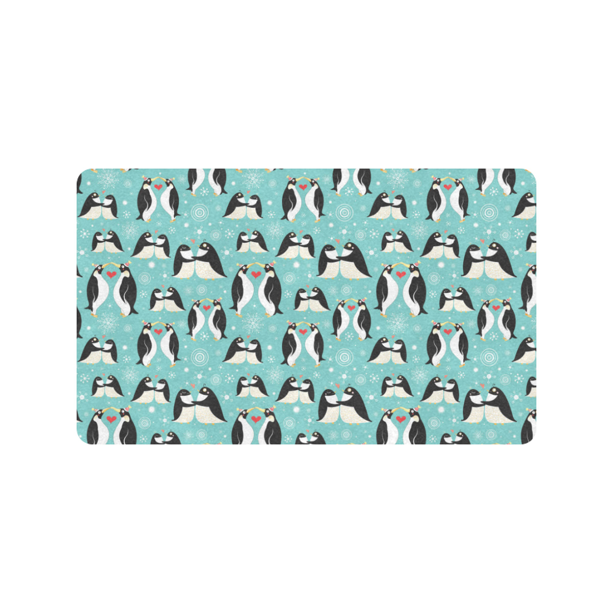 Penguin Love Print Rubber Doormat