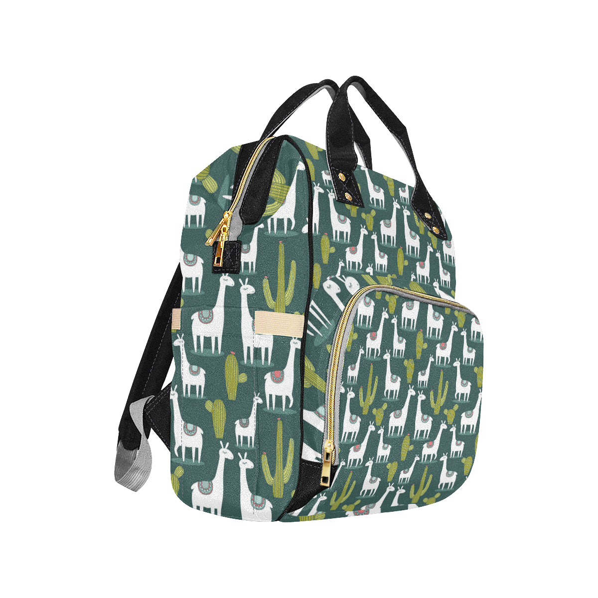 Llama Cactus Pattern Print Design 02 Diaper Bag Backpack