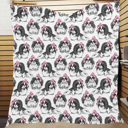 Japanese Chin Pattern Print Design 01 Premium Quilt