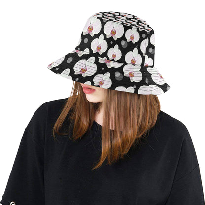 Orchid White Pattern Print Design OR09 Unisex Bucket Hat
