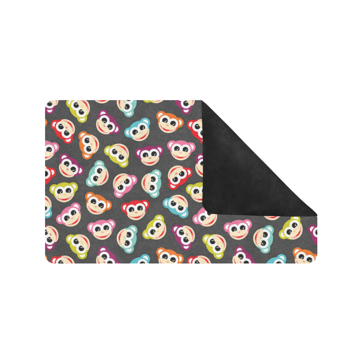 Monkey Head Design Themed Print Rubber Doormat