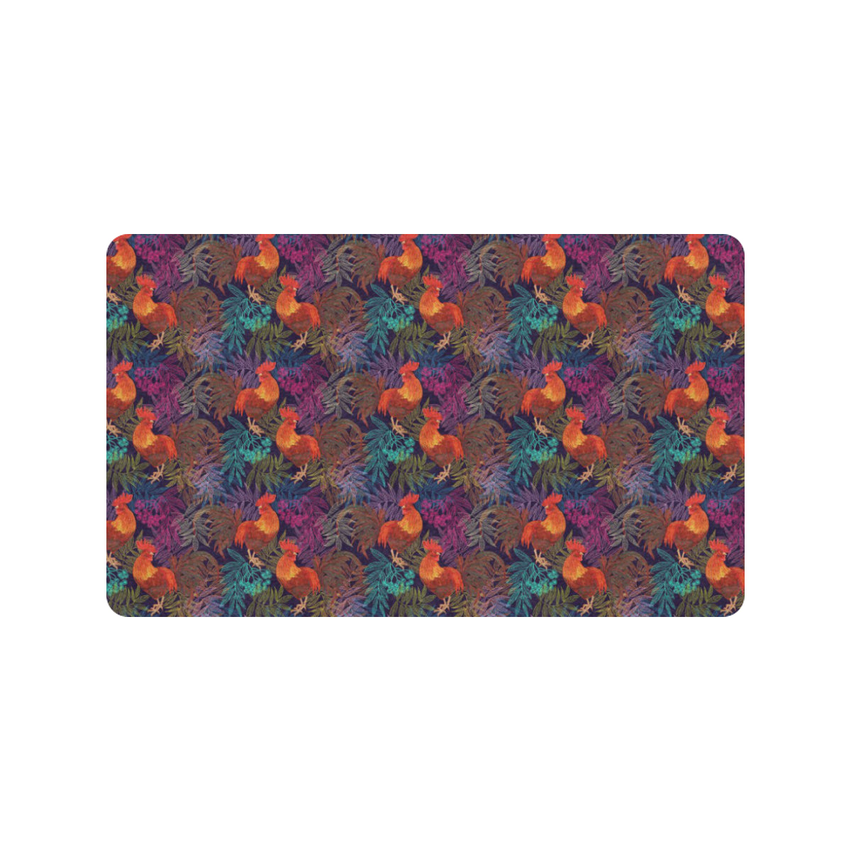 Rooster Print Style Rubber Doormat
