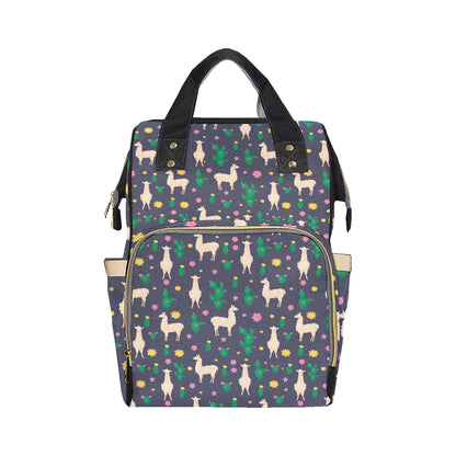 Llama Cactus Pattern Print Design 012 Diaper Bag Backpack