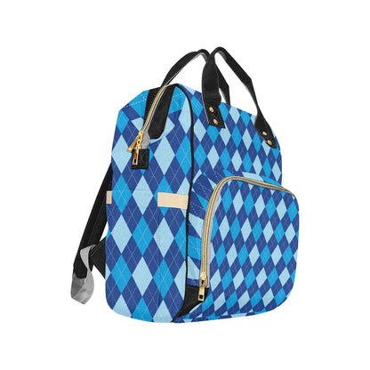 Argyle Blue Pattern Print Design 02 Diaper Bag Backpack