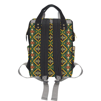 Kente Green Design African Print Diaper Bag Backpack