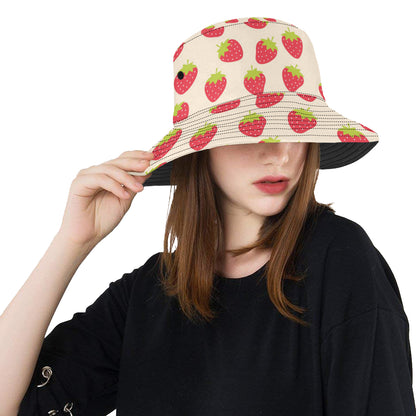 Strawberry Pattern Print Design SB02 Unisex Bucket Hat