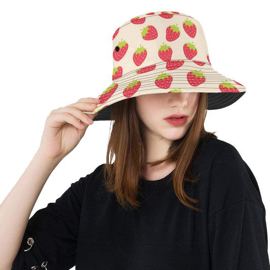 Strawberry Pattern Print Design SB02 Unisex Bucket Hat