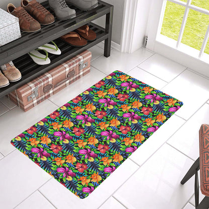 Tropical Folower Colorful Print Rubber Doormat