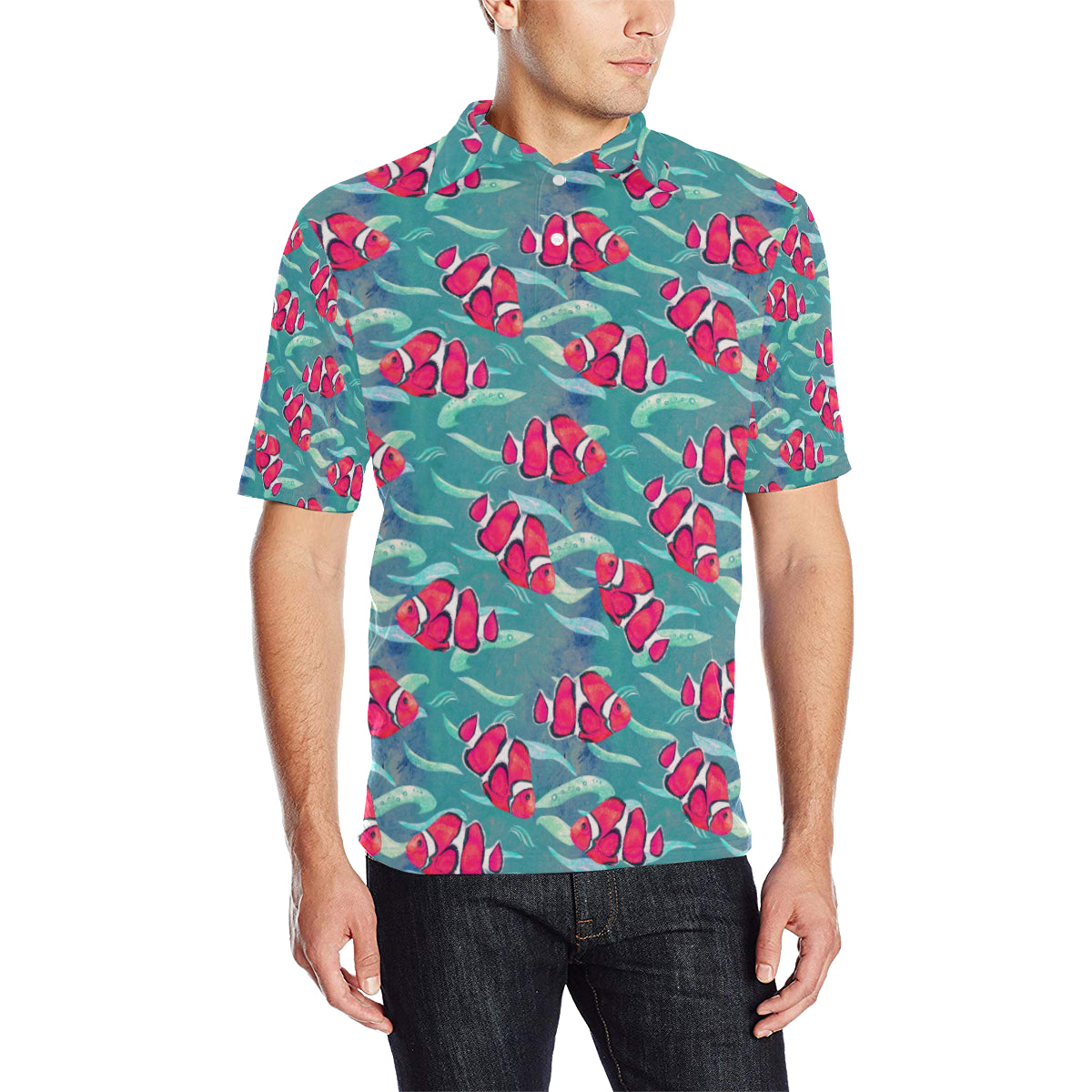 Clownfish Pattern Print Design 02 Men Polo Shirt