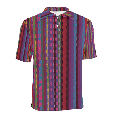 Serape Stripe Print Men Polo Shirt