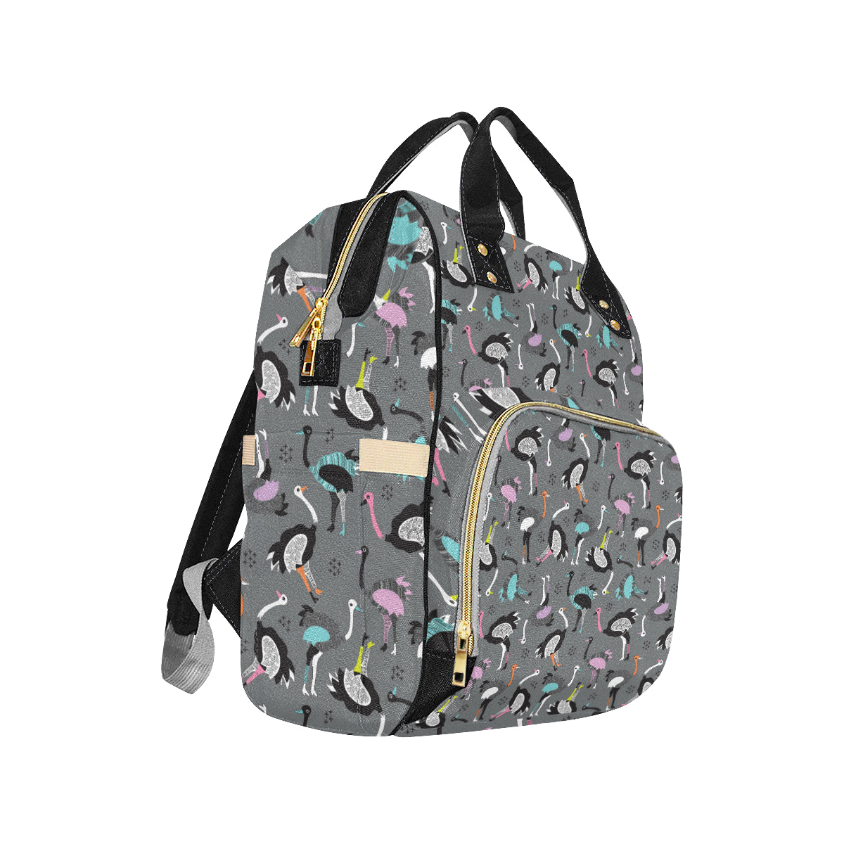 Ostrich Pattern Print Design 01 Diaper Bag Backpack