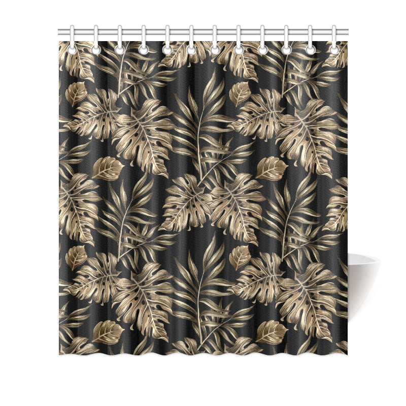 Brown Tropical Palm Leaves Shower Curtain