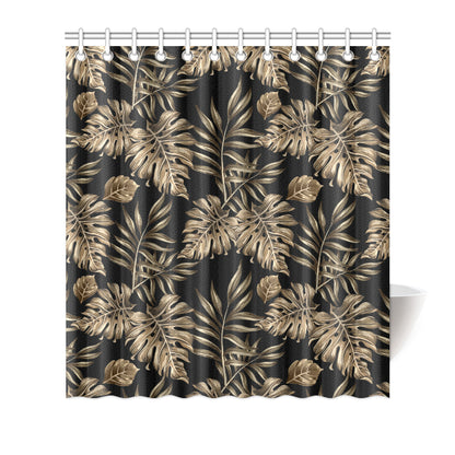 Brown Tropical Palm Leaves Shower Curtain