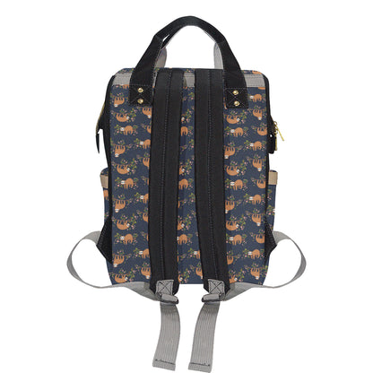 Sloth flower Design Themed Print Diaper Bag Backpack