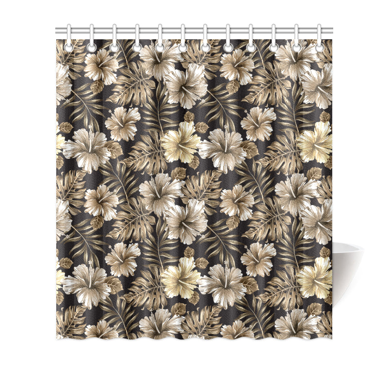 Brown Hibiscus Tropical Shower Curtain