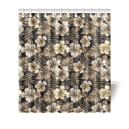 Brown Hibiscus Tropical Shower Curtain